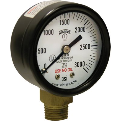 2" COMP. GAS GAUGE, 0-3000 PSI, 1 / 4" NPT BOTTOM