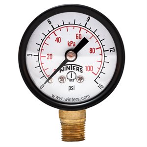 ECONOMY 1.5" 0-15 PSI / KPA 1 / 8" NPT BTM