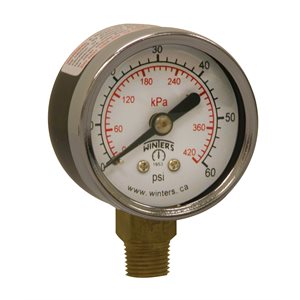 ECONOMY 1.5" 0-60 PSI / KPA 1 / 8" NPT BTM