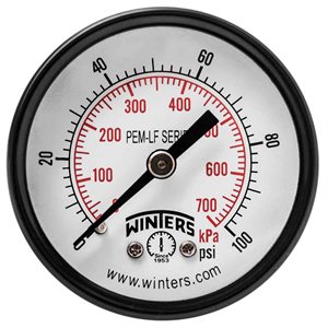 4 Dial size 0/30 vac/kpa ±3-2-3% accuracy 1/4 NPT Winters PEM220LF PEM-LF Series Pressure Gauge 4 Dial size 0/30 vac/kpa ±3-2-3% accuracy 1/4 NPT Winters PEM220LF PEM-LF Series Pressure Gauge