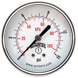 ECONOMY 2.5" 0-15 PSI / KPA 1 / 4" NPT BACK