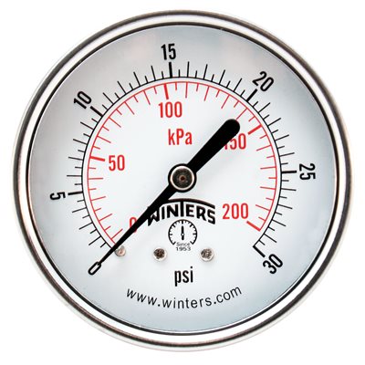 ECONOMY 2.5" 0-30 PSI / KPA 1 / 4" NPT BACK