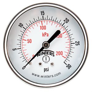 ECONOMY 2.5" 0-30 PSI / KPA 1 / 4" NPT BACK