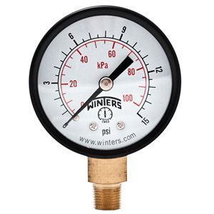 ECONOMY 2" 0-15 PSI / KPA 1 / 8" NPT BTM