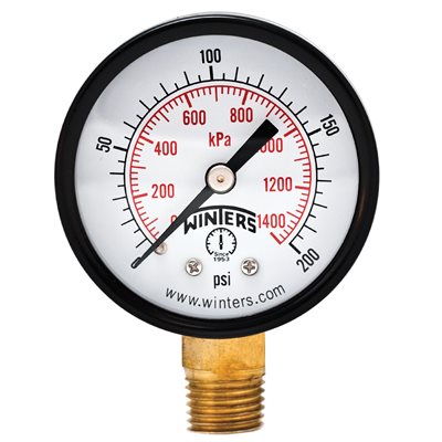 ECONOMY 2" 0-200 PSI / KPA 1 / 4" BTM