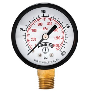 ECONOMY 2" 0-200 PSI / KPA 1 / 4" BTM