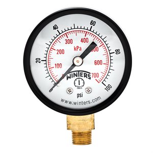 ECONOMY 2" 0-100 PSI / KPA 1 / 8" NPT BTM