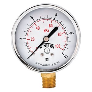 ECONOMY 2.5" 0-15 PSI / KPA 1 / 4" NPT BTM