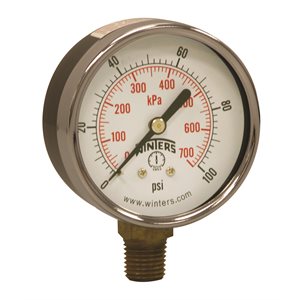 ECONOMY 2.5" 0-100 PSI / KPA 1 / 4" BTM