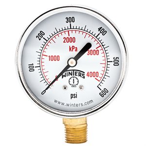 ECONOMY 2.5" 0-600 PSI / KPA 1 / 4" BTM