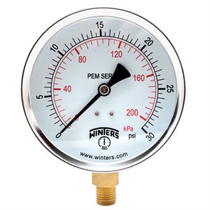 ECONOMY 4" 0-30 PSI / KPA 1 / 4" NPT BTM