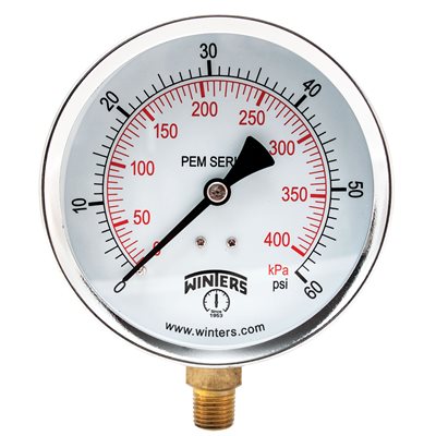 ECONOMY 4" 0-60 PSI / KPA 1 / 4" NPT BTM