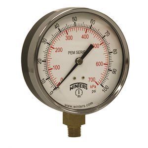 ECONOMY 4" 0-100 PSI / KPA 1 / 4" NPT BTM