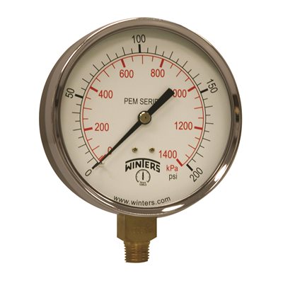 ECONOMY 4" 0-200 PSI / KPA 1 / 4" NPT BTM