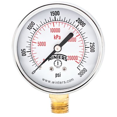 ECONOMY 2.5" 0-3000 PSI / KPA 1 / 4" NPT BTM