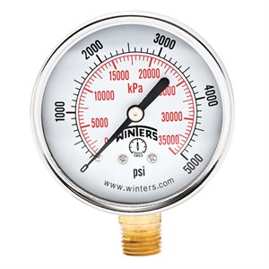 ECONOMY 2.5" 0-5000 PSI / KPA 1 / 4" NPT BTM