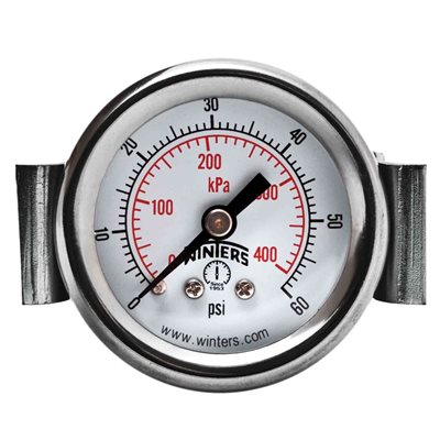 ECON / U-CLAMP 1.5" 0-60 PSI / KPA 1 / 8" BACK