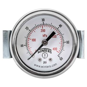 ECON / U-CLAMP 2" 0-60 PSI / KPA 1 / 8" BACK