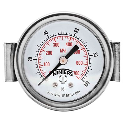 ECON / U-CLAMP 2" 0-100 PSI / KPA 1 / 8" BACK
