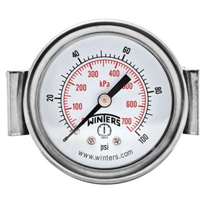 ECON / U-CLAMP 2" 0-100 PSI / KPA 1 / 8" BACK