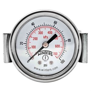 ECON / U-CLAMP 2" 0-100 PSI / KPA 1 / 4" BACK