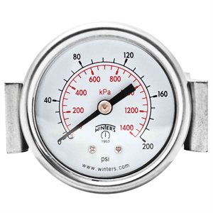 ECON / U-CLAMP 2" 0-200 PSI / KPA 1 / 4" BACK
