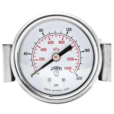 ECON / U-CLAMP 2" 0-200 PSI / KPA 1 / 8" BACK