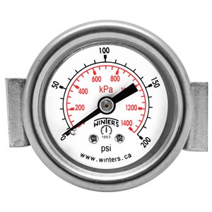 ECON / U-CLAMP 1.5" 0-200PSI / KPA 1 / 8" BACK