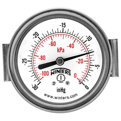 2.5" DIAL, U-CLAMP 1 / 4" BACK 0-30" HG