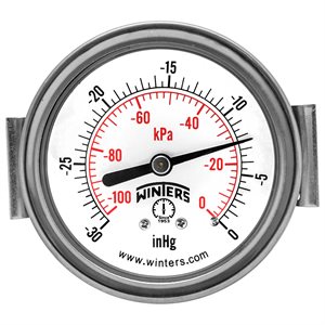 2.5" DIAL, U-CLAMP 1 / 4" BACK 0-30" HG