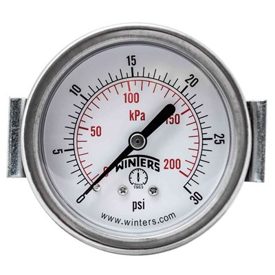 2.5" DIAL, U-CLAMP 1 / 4" BACK 0-30PSI / KPA