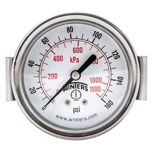 2.5" DIAL, U-CLAMP 1 / 4"BACK 0-160PSI / KPA