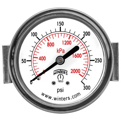 2.5" DIAL,U-CLAMP 1 / 4" BACK 0-300PSI / KPA