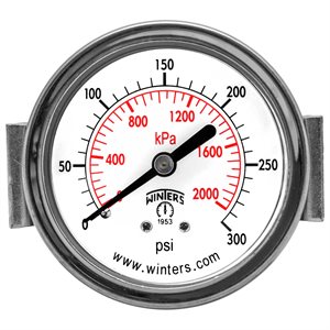2.5" DIAL,U-CLAMP 1 / 4" BACK 0-300PSI / KPA