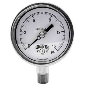 SS 4'' 0-15 PSI 1 / 2'' NPT BOTTOM