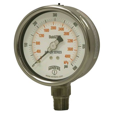 4.0''DIAL, SS StabiliZR(TM) PREMIUM, 0-600 PSI / KPA, 1 / 2''BTM