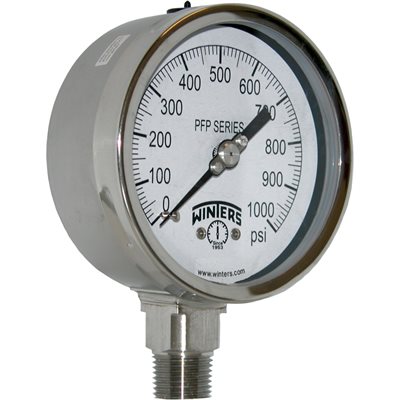 SS 4'' 0-1000 PSI 1 / 2'' NPT BOTTOM