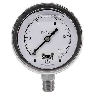SS 2.5'' 0-15 PSI 1 / 4'' NPT BOTTOM