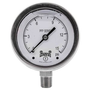 SS 2.5'' 0-15 PSI 1 / 4'' NPT BOTTOM