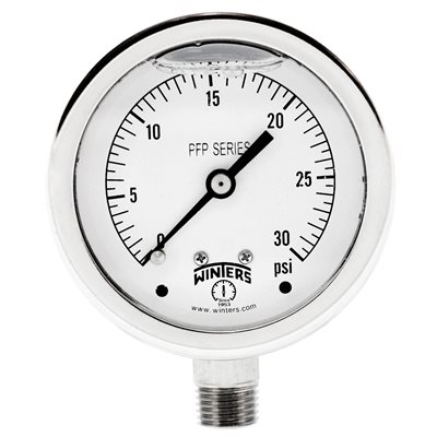 SS 2.5'' 0-30 PSI 1 / 4'' NPT BOTTOM