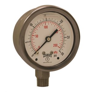 LF / SS 2.5'' 0-30 PSI / KPA 1 / 4'' NPT BOTTOM