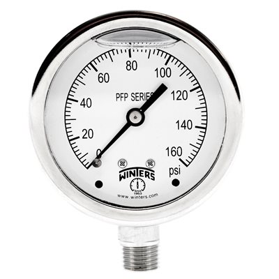 SS 2.5'' 0-160 PSI 1 / 4'' NPT BOTTOM