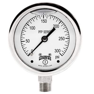 SS 2.5'' 0-300 PSI 1 / 4'' NPT BOTTOM