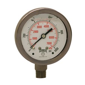 LF / SS 2.5'' 0-1000 PSI / KPA 1 / 4'' BOTTOM