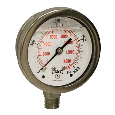 LF / SS 2.5'' 0-2000 PSI / KPA 1 / 4'' BOTTOM