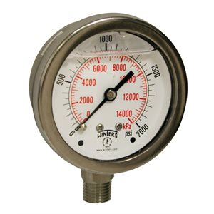 LF / SS 2.5'' 0-2000 PSI / KPA 1 / 4'' BOTTOM