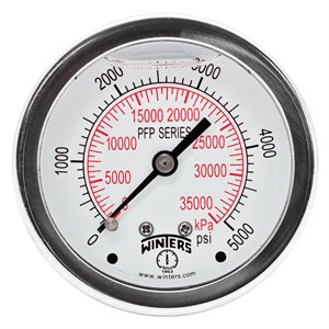 LF / SS 2.5'' 0-5000 PSI / KPA 1 / 4'' NPT BACK