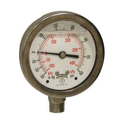 LF / SS 2.5'' 30'' / 0 / 60 PSI / KPA 1 / 4'' BOTTOM
