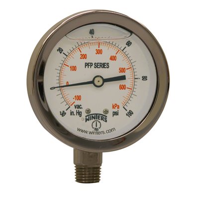 LF / SS 2.5'' 30'' / 0 / 100 PSI / KPA 1 / 4'' BOTTOM