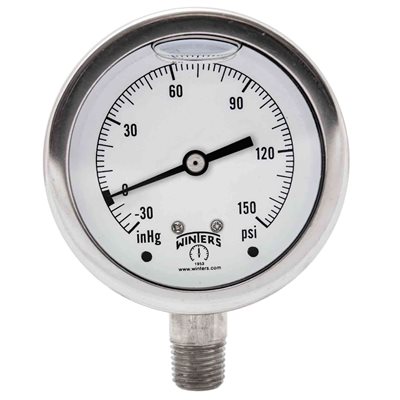 SS 2.5'' 30'' / 0 / 150 PSI 1 / 4'' BOTTOM